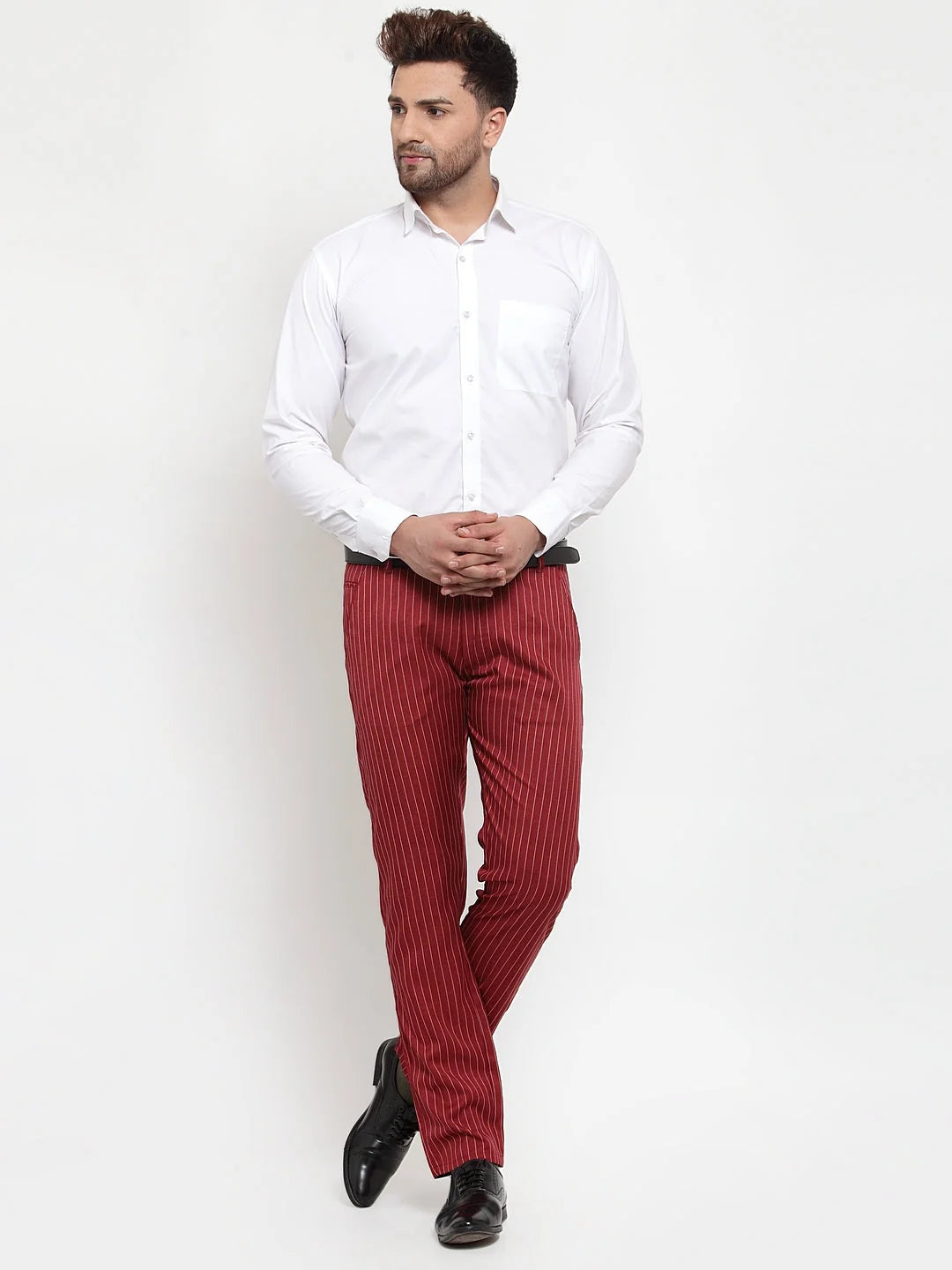 Jainish Blue Tapered Formal Trousers - Stylish Cotton Pants