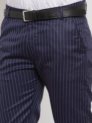 Indian Needle Men's Grey Solid Formal Trousers