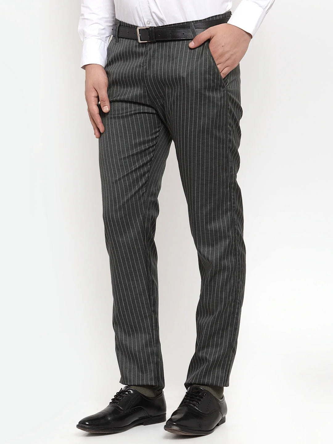 Jainish Grey Formal Trousers - Mens Cotton Pants for Office