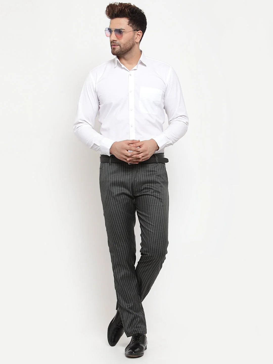 Jainish Grey Formal Trousers - Mens Cotton Pants for Office