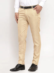 Indian Needle Men's Gold Cotton Polka Dots Formal Trousers