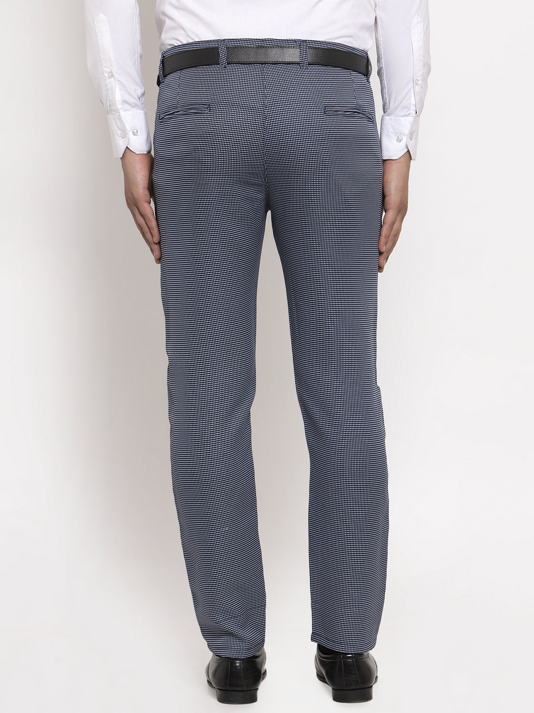 Indian Needle Men's Navy Polka Dot Formal Trousers - Cotton