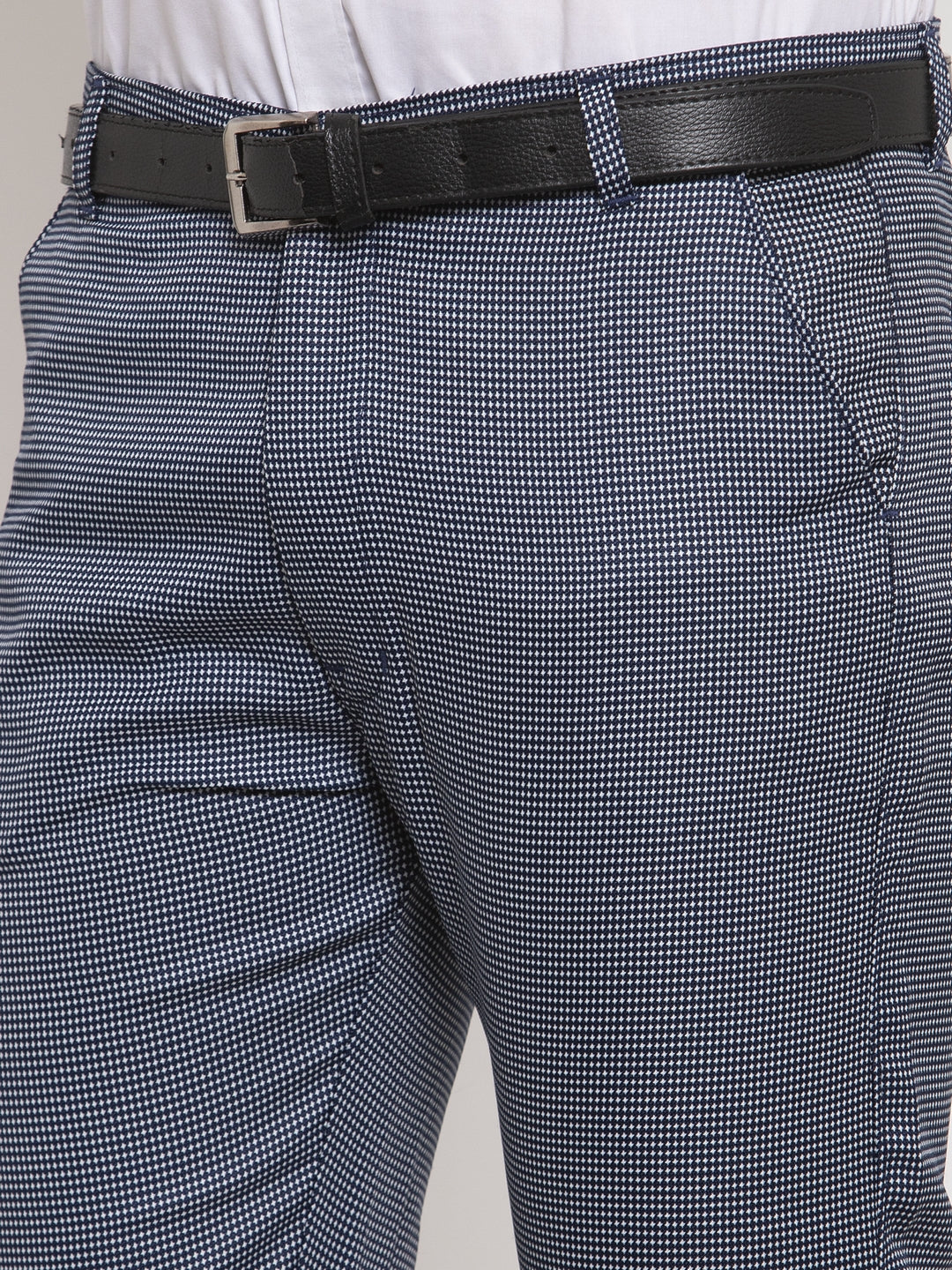Indian Needle Men's Navy Polka Dot Formal Trousers - Cotton