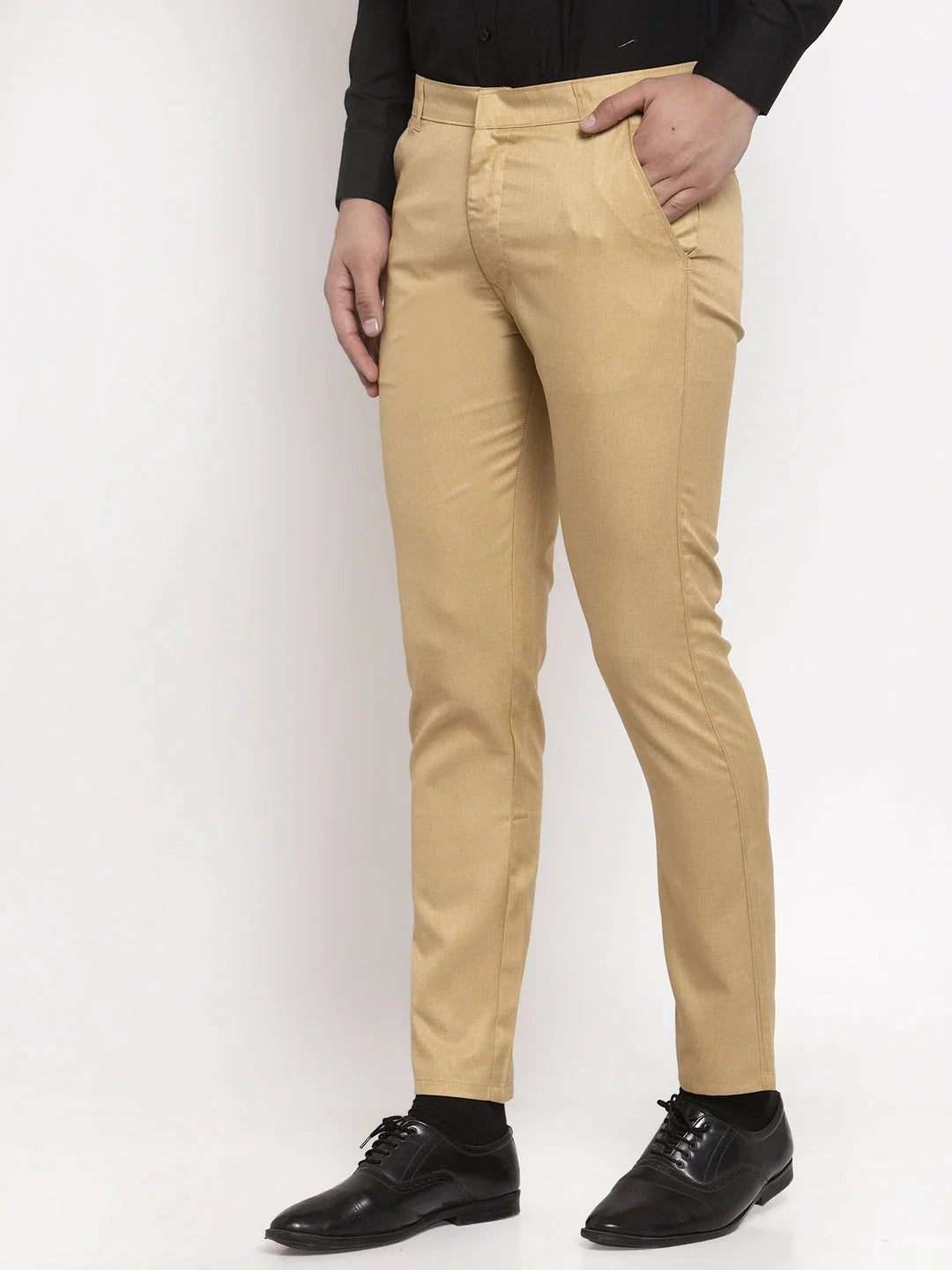 Jainish Men's Olive Formal Trousers | Tapered Cotton Pants