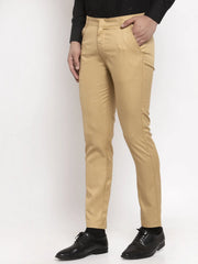 Jainish Men's Olive Tapered Fit Formal Trousers