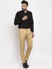 Jainish Men's Olive Tapered Fit Formal Trousers