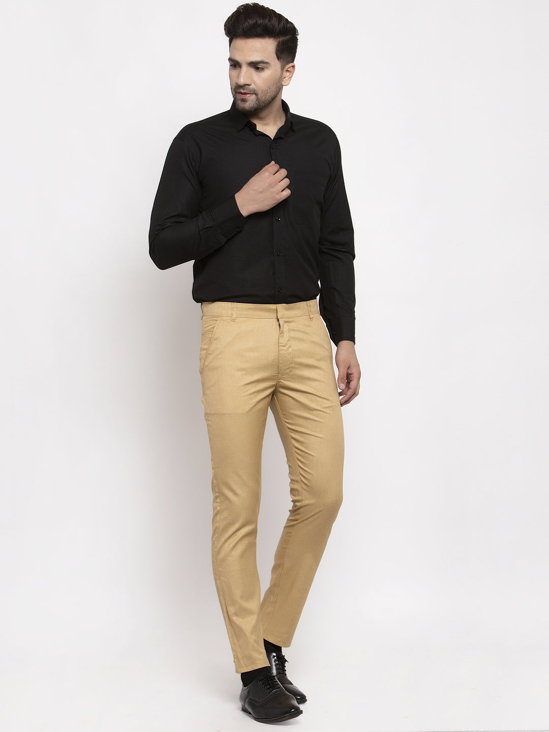 Jainish Men's Olive Formal Trousers | Tapered Cotton Pants