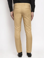 Jainish Men's Olive Tapered Fit Formal Trousers