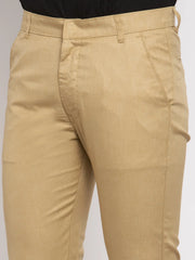 Jainish Men's Olive Tapered Fit Formal Trousers