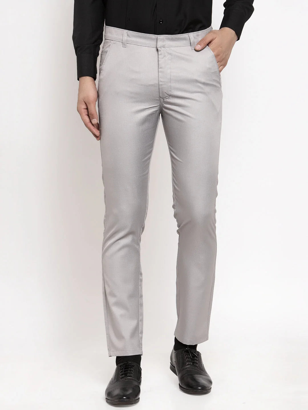 Grey Mens Formal Trousers - Cotton Pants by Indian Needle
