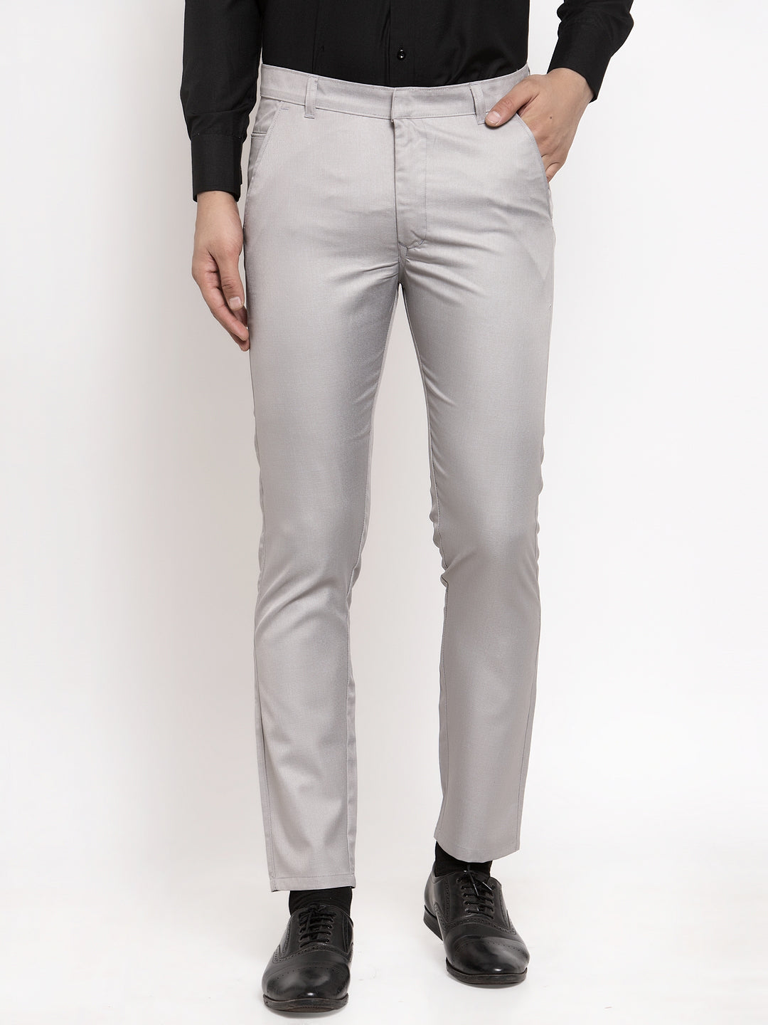Grey Mens Formal Trousers - Cotton Pants by Indian Needle