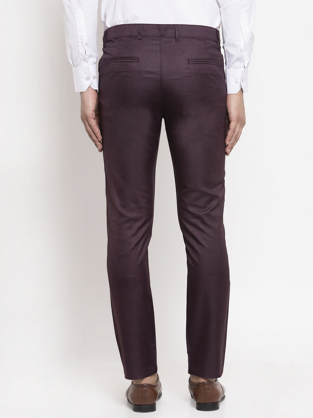 White Cotton Tapered Formal Trousers - Jainish Menswear