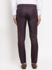 Jainish Men's White Tapered Fit Formal Trousers
