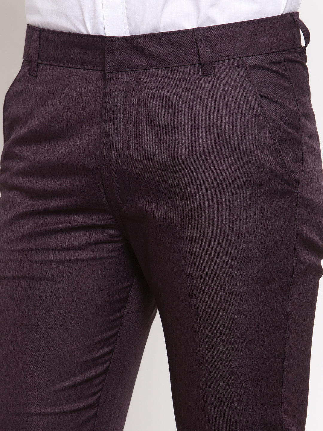 White Cotton Tapered Formal Trousers - Jainish Menswear