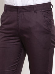 Jainish Men's White Tapered Fit Formal Trousers