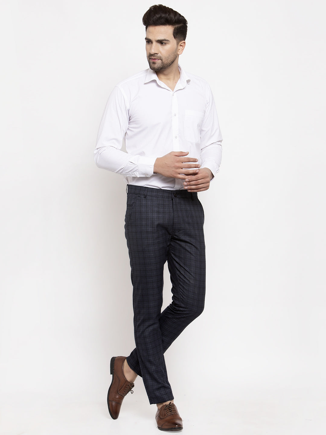 Black Cotton Formal Trousers - Indian Needle Menswear