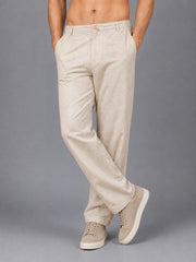 Linen Relaxed-Fit Regular Trousers for Men ( J-GP 308Beige )