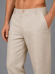 Linen Relaxed-Fit Regular Trousers for Men ( J-GP 308Beige )