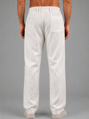 Linen Relaxed-Fit Regular Trousers for Men ( J-GP 308White )