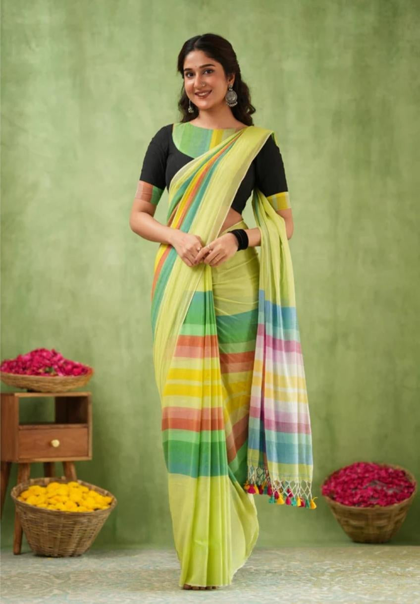 Cotton Blend Saree for Women - Green | MLWSHSA8965GRN | DesiQlo