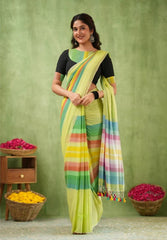 Cotton Blend Saree for Women - Green | MLWSHSA8965GRN