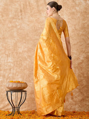 Womens Fashion Ethnic Gold Color Sarees-MLSHWSA1493GLD0ONE