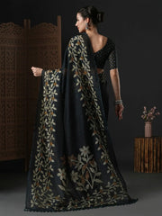 Women's Cotton Slub Dark Green Printed Designer Saree With Blouse Piece-GRNS21C