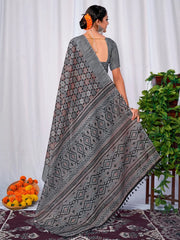 Women's Blend Sea Green Printed Designer Saree With Blouse Piece-KOZI104A
