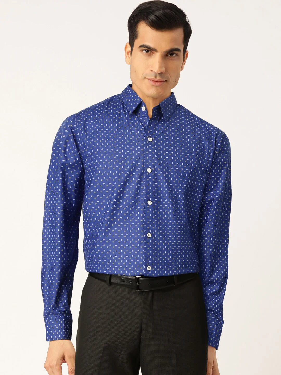 Blue Printed Cotton Mens Shirt | Stylish Formal Shirts
