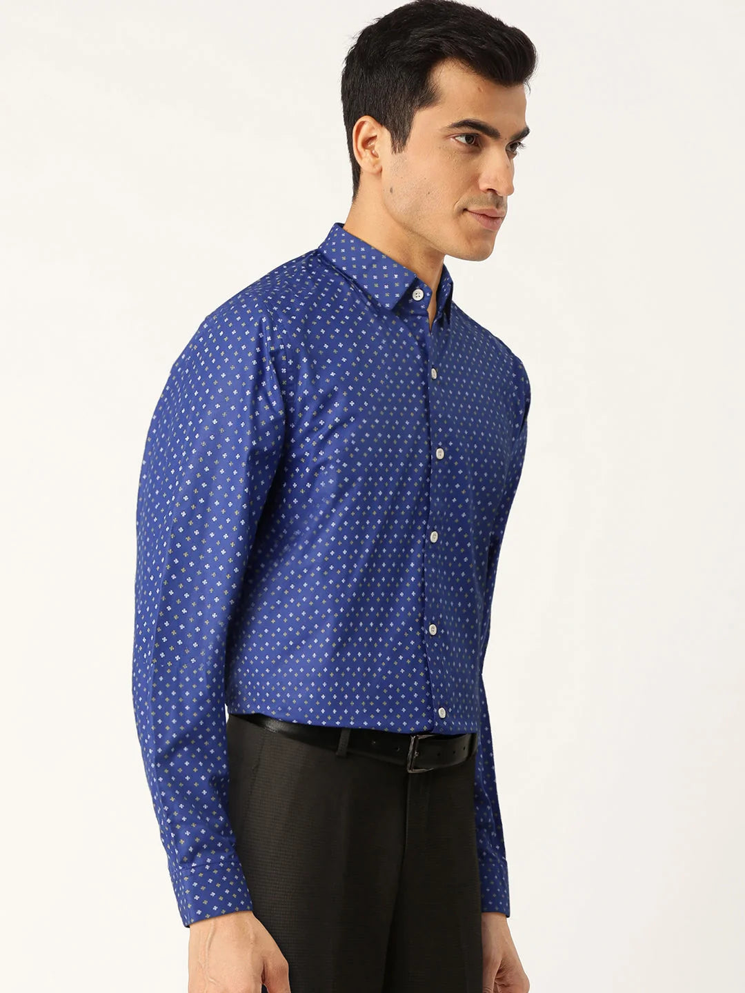 Blue Printed Cotton Mens Shirt | Stylish Formal Shirts