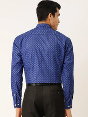 Indian Needle Blue Men's Cotton Printed Formal Shirts