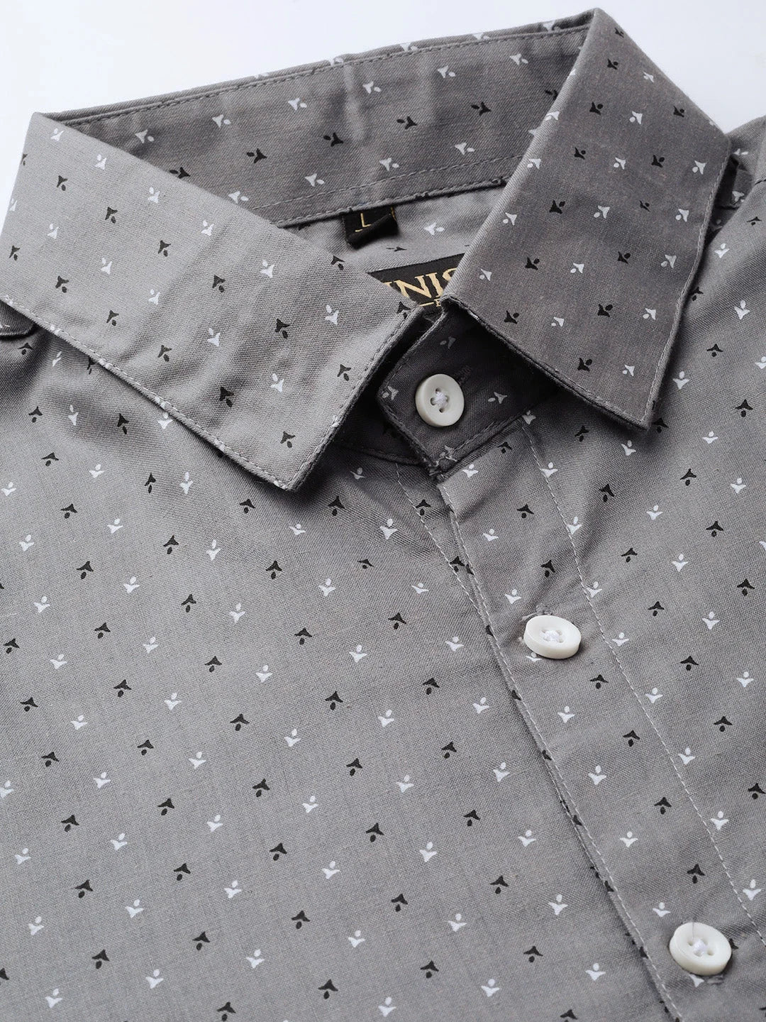 Grey Printed Cotton Mens Shirt | Classic Formal Shirts Style