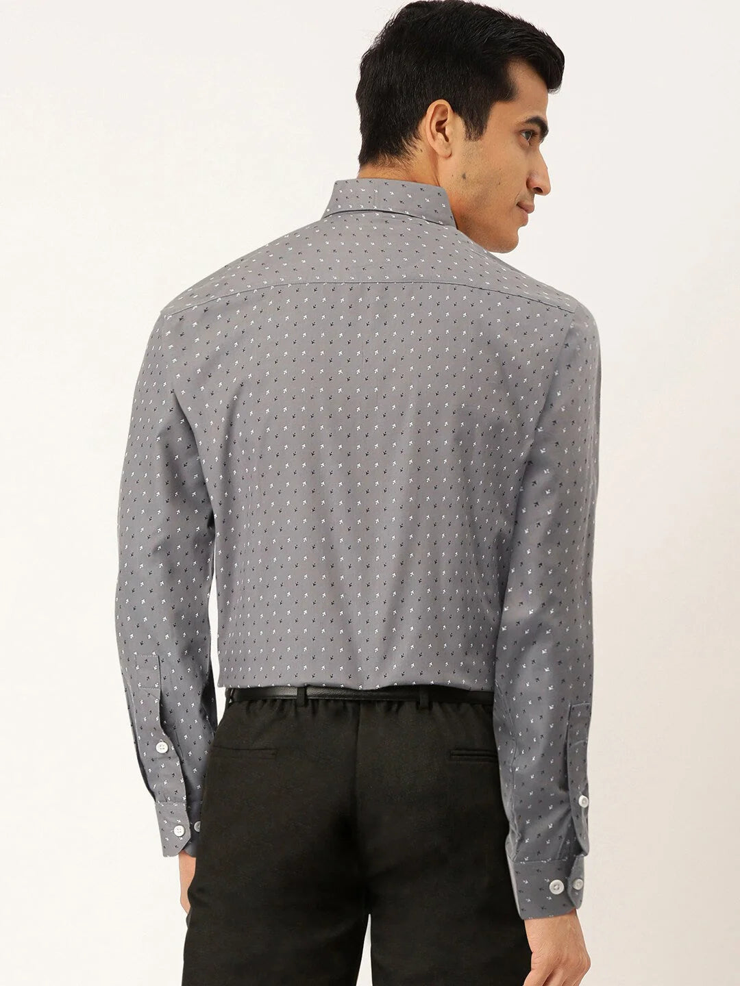 Grey Printed Cotton Mens Shirt | Classic Formal Shirts Style