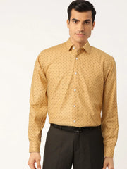 Indian Needle Yellow Men's Cotton Printed Formal Shirts