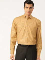 Indian Needle Yellow Men's Cotton Printed Formal Shirts