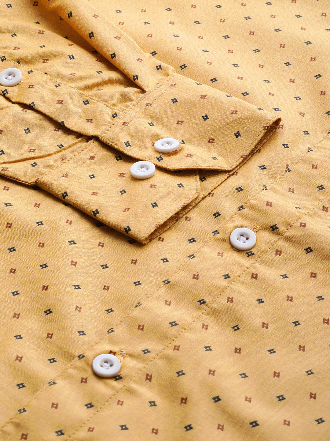 Yellow Printed Cotton Mens Shirt | Shop Formal Shirts Online
