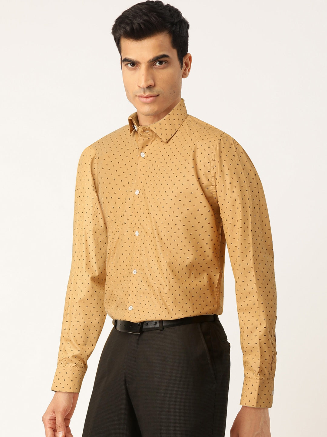 Yellow Printed Cotton Mens Shirt | Shop Formal Shirts Online