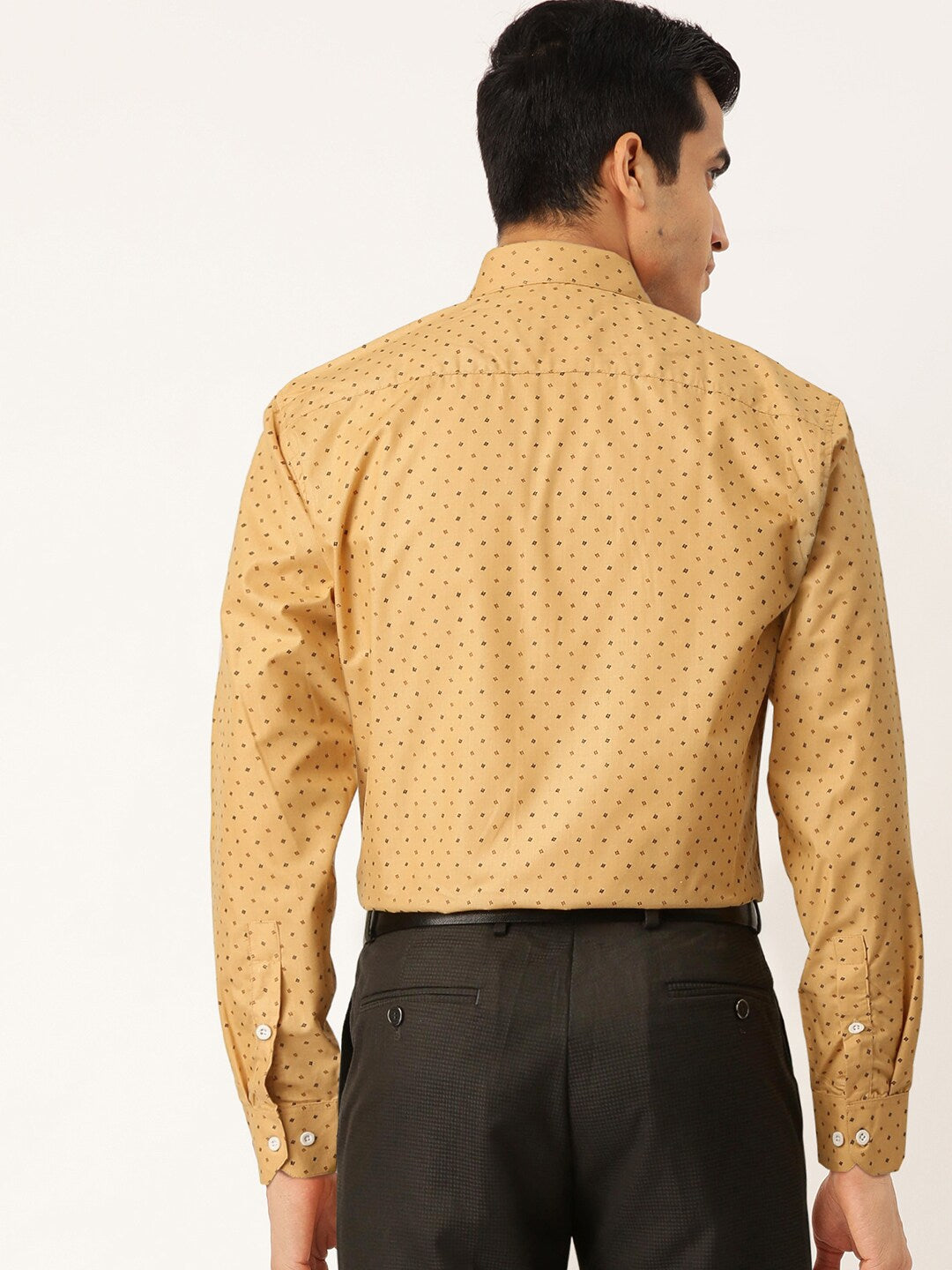 Yellow Printed Cotton Mens Shirt | Shop Formal Shirts Online