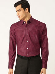 Indian Needle Purple Men's Cotton Printed Formal Shirts