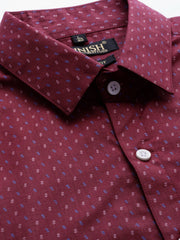Indian Needle Purple Men's Cotton Printed Formal Shirts