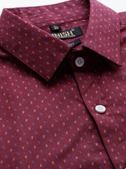 Indian Needle Purple Men's Cotton Printed Formal Shirts