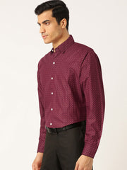 Indian Needle Purple Men's Cotton Printed Formal Shirts