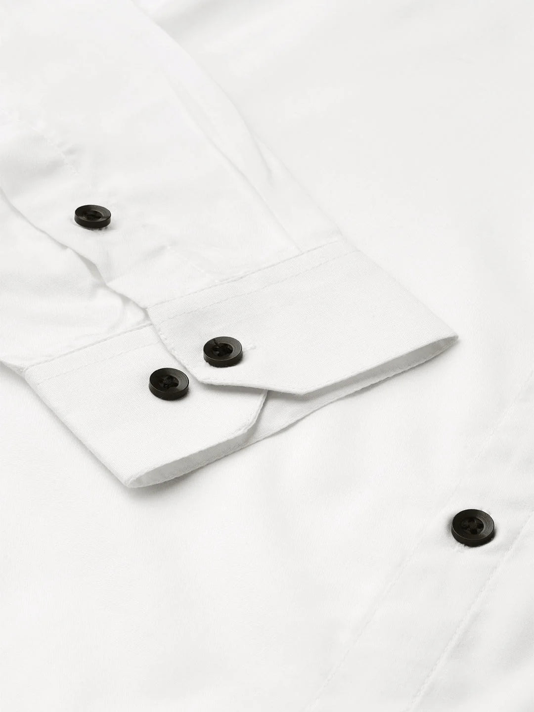 White Cotton Formal Shirts - Solid Mandarin Collar Mens Shirt