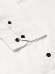 Indian Needle White Men's Cotton Solid Mandarin Collar Formal Shirts