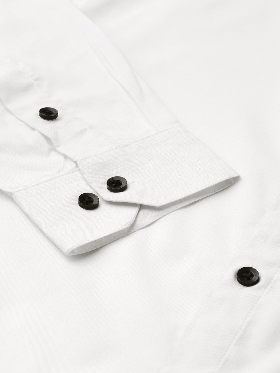 White Cotton Formal Shirts - Solid Mandarin Collar Mens Shirt