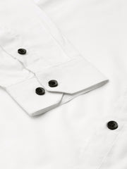 Indian Needle White Men's Cotton Solid Mandarin Collar Formal Shirts