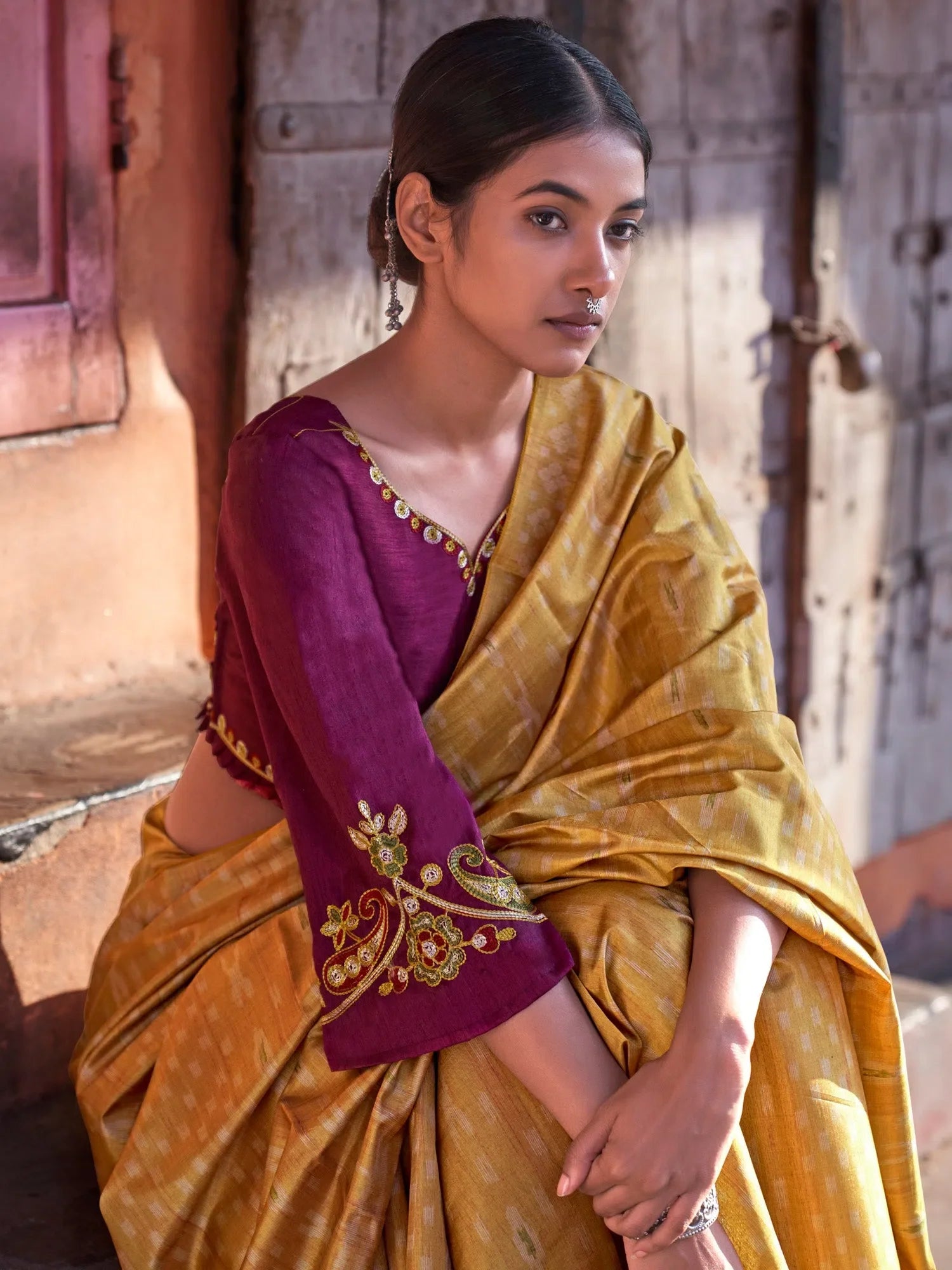 Mustard Printed Polyester Saree – Stylish Sarees for Weddings & Festivals