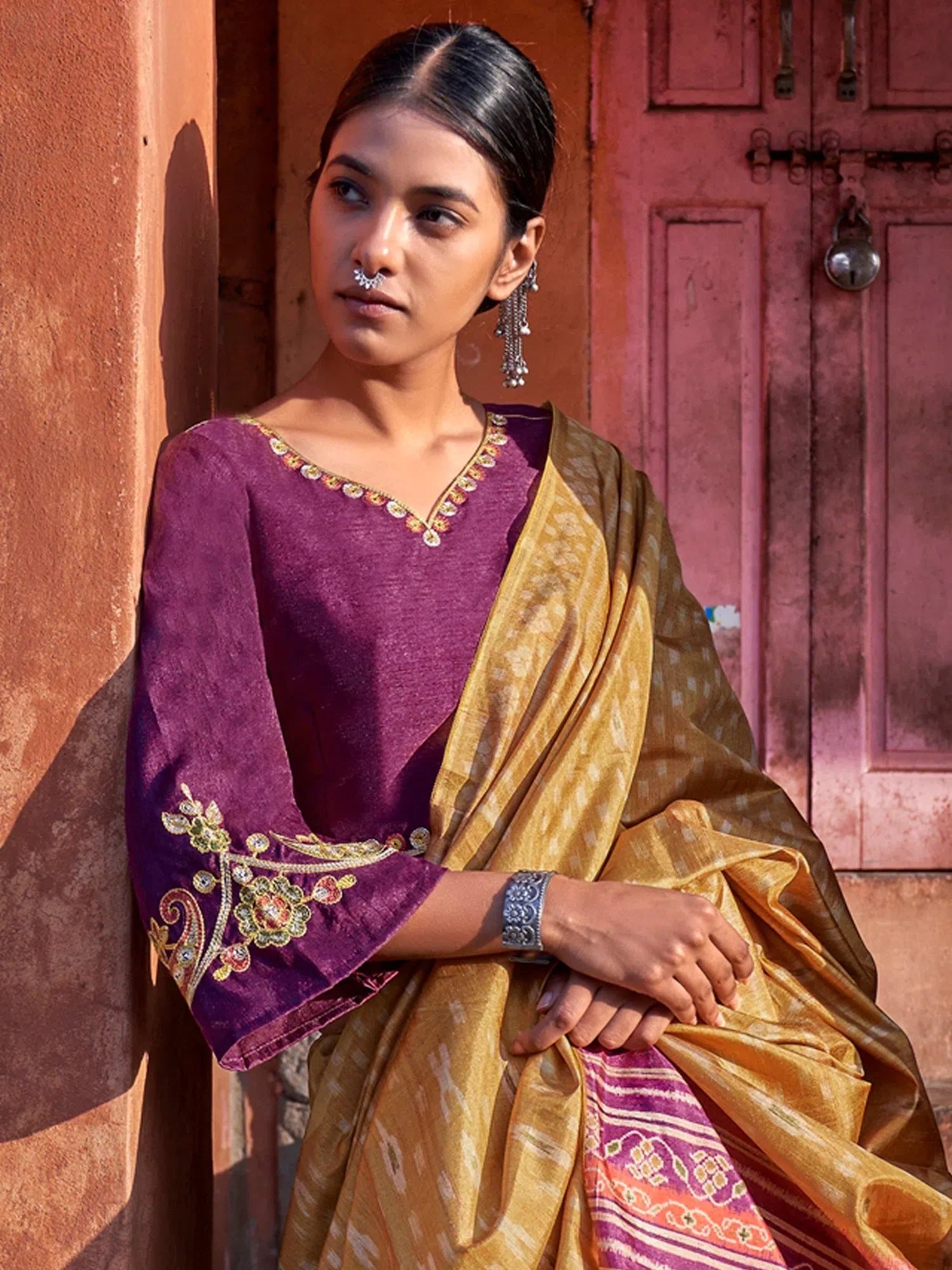 Mustard Printed Polyester Saree – Stylish Sarees for Weddings & Festivals