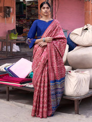 Women's Blend Teal Blue Printed Designer Saree With Blouse Piece-SOFIA2007