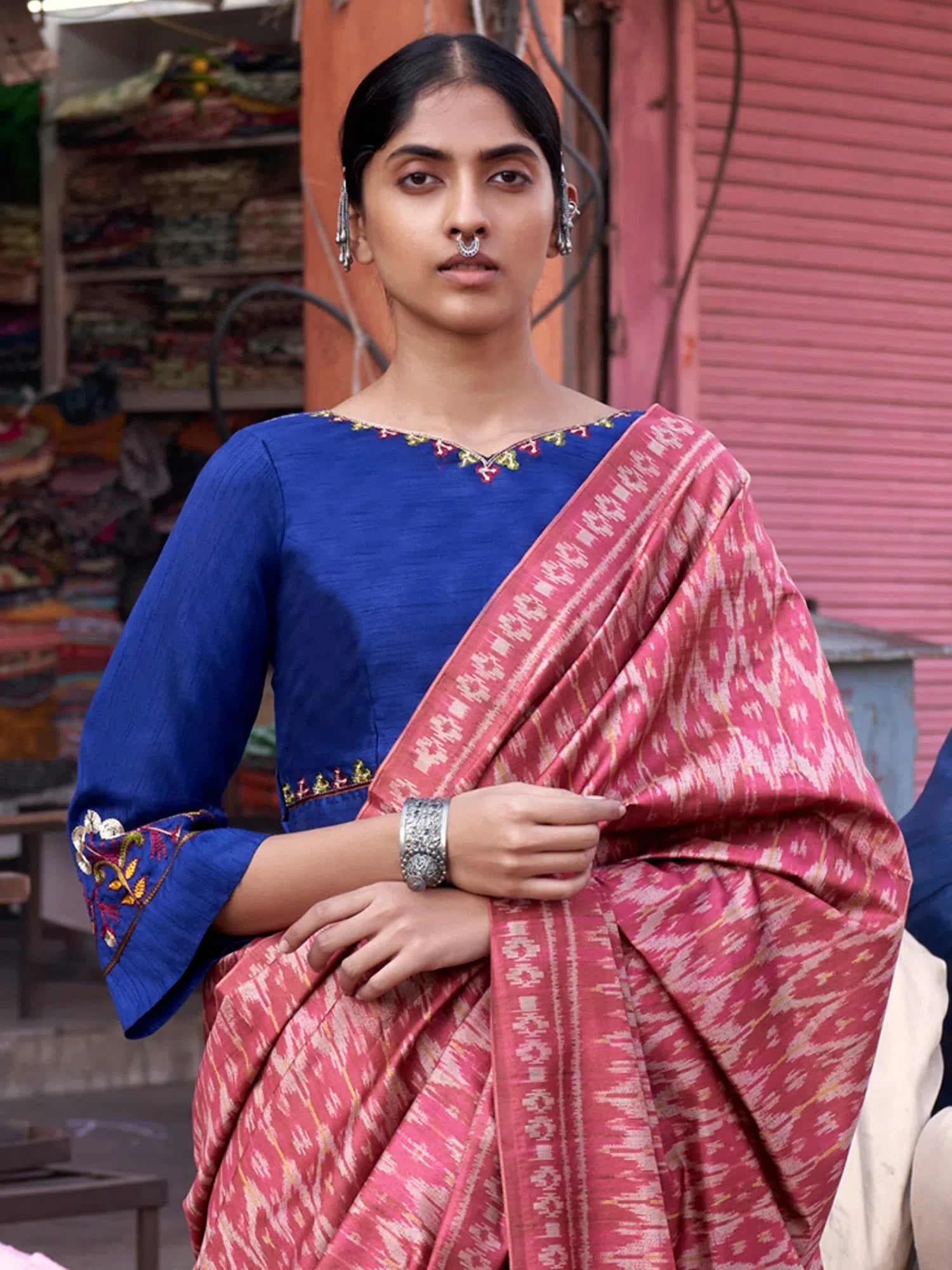 Pink Printed Polyester Saree – Trendy Indian Ethnic Wear for Women